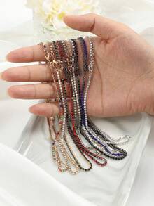 1 件简约时尚镀金彩色水钻镶嵌项圈项链适合日常佩戴 - 項鍊 - 查看 3