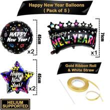 Grande conjunto de balões de feliz ano novo - 30 polegadas, balões de mylar de ano novo | Balões de véspera de ano novo para suprimentos de festa de véspera de ano novo 2025 | Balões de ano novo 2025 para decorações de feliz ano novo 2025