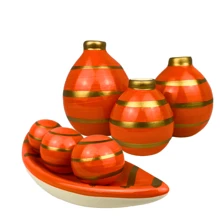 Kit 07 Pieces Ceramic Vases Decoration Souvenir Gift - 芥末黃 - 查看 4