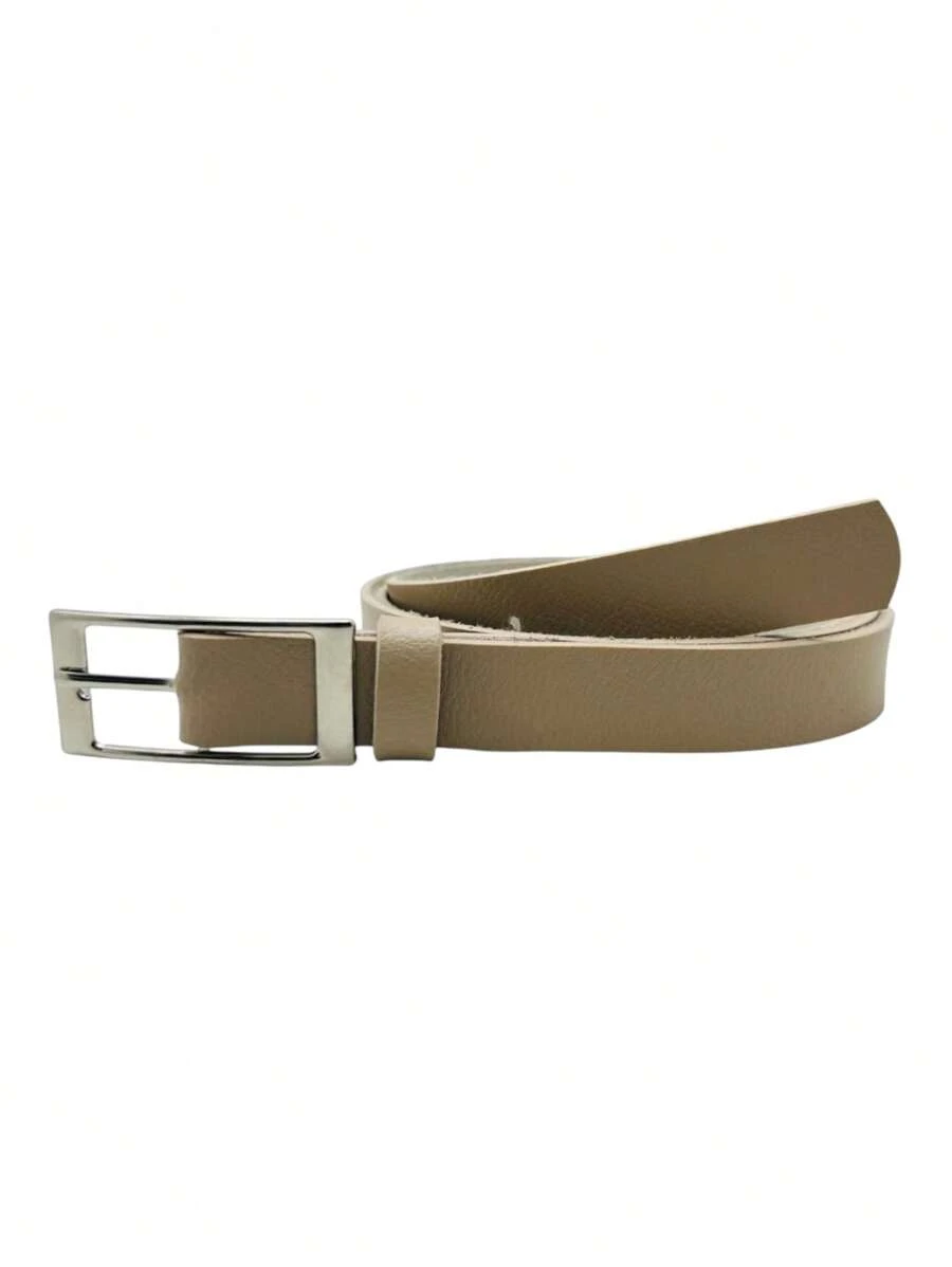 Women's Thin Basic Fashion Belt Silver Buckle - Vanessa - 米色 - 查看 1