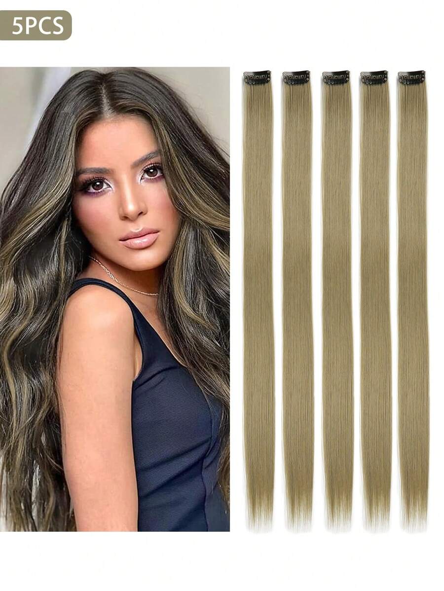 5 lọn tóc nối kẹp màu nâu vải lanh, dài 20 inch, chất liệu tổng hợp, thích hợp cho hóa trang Halloween, tiệc tùng, Giáng sinh, Năm mới và các dịp khác, có thể dùng làm quà tặng cho phụ nữ, cũng thích hợp cho lễ hội Giáng sinh, Năm mới, lễ hội âm nhạc và các sự kiện khác (Màu nâu vải lanh)