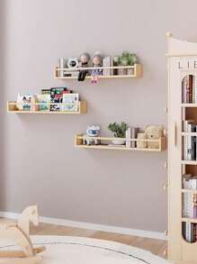 2 Stücke Wandregale, Küchenregale an der Wand, 16,5 Zoll Schwebende Bücherregale für die Wand, Wandregale, Baby Kinderzimmer Dekoration, Massivholz Wandregale für Bücher, Spielsachen und Dekorationslagerung, Herbst Wohndekoration, Schlafzimmermöbel, Wohndekoration, für Wohnzimmer, Büro, Bad, Küchen Organisatoren, Raumdekoration - Beige - Übersicht 8