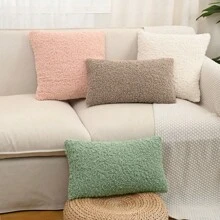 1 件土耳其风格毛绒枕套（无内芯），柔软厚实温暖纯色单面蓬松靠垫套，适合家庭客厅沙发卧室装饰 - 彩色 - 查看 3