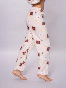 Women's 2-Piece Fleece Pajama Set, Peaches & Bears Collection - 香檳色 - 查看 5