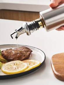 1 件不锈钢和玻璃油瓶/醋分配器，高品质液体倒出容器，带防漏滴嘴，适用于厨房橄榄油、香醋 - 白色 - 查看 4