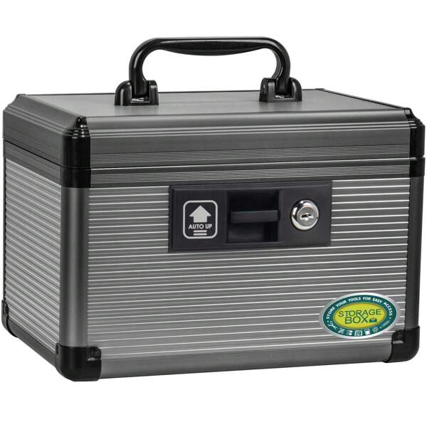 Double-Layer Medicine Boxes, First Aid Kit, Aluminum Alloy Medicine Storage Box, Family Lock Box With Handle, Tray And Key Lock.