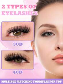 Lash Kit 720Pcs Lash Clusters Kit D Curl Cluster Eyelash Extensions Kit 30D+40D Individual Lashes Kit With Lash Bond And Seal Lash Tweezers DIY At Home By QUAFFLY (9-18mm) - 黑色 - 查看 4