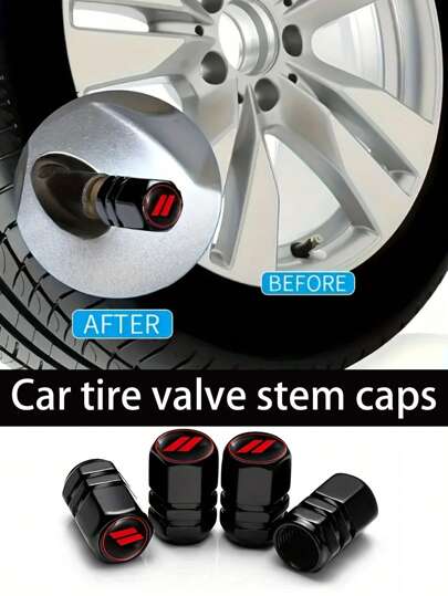 4 件装汽车铝合金轮胎气门帽，汽车通风口气门装饰，适用于汽车、SUV、自行车、卡车、摩托车