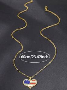 1 件时尚街头风格美国地图不锈钢项链 60 厘米长链，流行珠宝配饰，适合日常搭配，送给男朋友/情侣的礼物 - 金色 - 查看 4