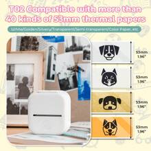 Phomemo 1 Pc T02 Portable Printer With 1 Roll Of 53mm/ 2" Sticker Thermal Paper, Rechargable Mini Thermal Printer, HD High Resolution Notes Printer With 203 Dpi, Inkless Pocket Printer Connected With Phones & Pads Wirelessly Via Phomemo APP, Mini Label Maker Compatible With 53mm/ 2" Sizes Sticker & Non-Sticker Thermal Label Paper, Perfect For Memo, Flashcards, Sticker, Notes, Great Tool For Student Study Notes, Journal Making, DIY Label Printing, Biological Notes, Photo Printing, Documents, Etc, - Pink - View 8