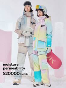 VECTOR MOTION GLOW经典直筒滑雪背带裤，男女通用，弹性面料，防水，耐磨，防风，透气，保暖，适用于单板/双板滑雪 - 霧霾藍 - 查看 6