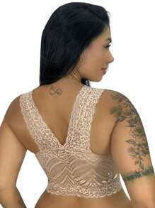Lace Cropped Top With Cupped Top - 米色 - 查看 2