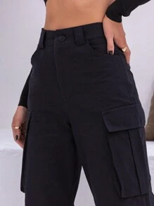 WOMEN'S FASHION LINEN CARGO PANTS WITH HIGH WAIST AND LATEX DETAILS High Waist, Zipper Fly, Delicate, Casual, Sophisticated, Loose Shorts, Elegant, Stylish, Light Blogger, Maximum Comfort, Fresh, Tailored Shorts Buckle Pocket Front Pocket, Tight Shorts, Leather Shorts, Bengaline, Skirt Shorts, Jeans, Sofia Shorts, Vibrant Colors, Casual Shorts, Social, Sweatshirt, Slit, Cirre, Women's Clochard Jean Shorts With Pleats And High Waist, Plaid, Sequin, Soft, Ruched, Skinny, Sexy, Sensual, Women's Jean Shorts Bermuda Shorts, Women's Tactel Shorts Bermuda Cargo Ribbon Short Boxer Shorts Short Bomber Chain Beach Fashion Pockets Stylish, Shorts Side Of The Flap Pocket Cargo Without Belt, Pocket With Flap Buckle Detail Cargo, Plaid Skirt, Skirt Leather, Lime Green Skirt, Maxi Wrap Skirt Fashion Dungarees Jeans Shorts With Destroyed, Perfect For Every Modern Woman, Fashion Trend, Blogger, Casual, Fashion, Summer, New Collection - 黑色 - 查看 5