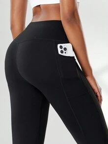 Pantalones deportivos y mallas de mujer acolchados y cálidos para yoga - Negro - Ver 8