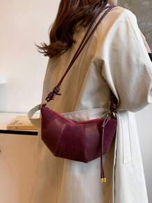 High-End Horn Style Elegant Small Bag, Red Angora Suede Crossbody Bag, New Versatile Shoulder Underarm Fashion Dumpling Bag, Newest Fashionable Suede Bag For Women