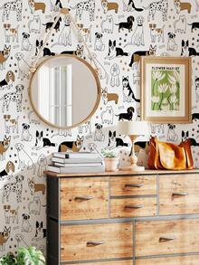 1 Cuộn Giấy dán tường họa tiết chó con và cá sơn 15,75 * 47,24 inch Giấy dán tường chống ẩm bằng nhựa vinyl, Miếng dán tường tự dính chống thấm nước, dùng cho phòng ngủ, phòng khách, phòng ăn và nhà bếp, Trang trí nhà cửa bằng miếng dán tường cải tạo, Tấm ốp tường bóc ra, Giấy dán tường, Giấy dán tường, Vật dụng trang trí mùa xuân Làm mới ngôi nhà của bạn, Miếng dán trang trí Rama - Nhiều màu - Xem 8