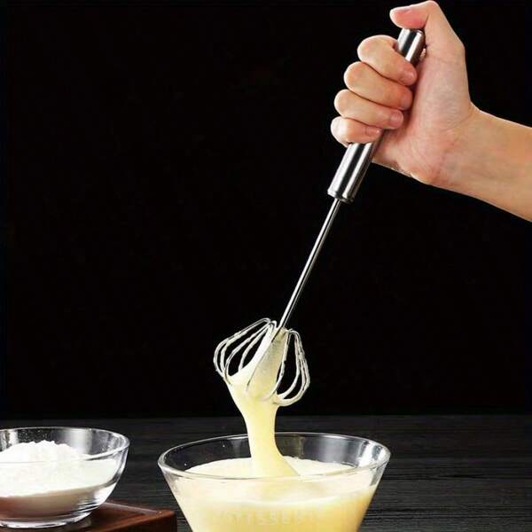2pcs Semi-Automatic Egg Beater 304 Stainless Steel Egg Whisk Manual Hand Mixer Self Turning Egg Stirrer Kitchen Egg Tools