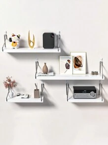 1pc Wall Mounted Shelf, Storage Rack, Book Shelf, Hanging Wall Bracket, Wall Mounted Floating Shelves Room Decor - White - View 5