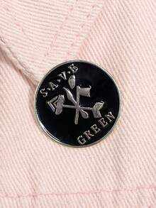 1 件字母休闲街头装锌合金胸针，创意几何斧头和箭头金属黑色胸针，包包衣服装饰合金徽章配件 - 補丁 - 查看 7