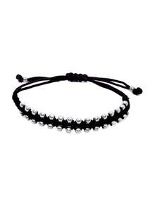 专为女孩和男孩设计的时尚多功能配件，带有手工编织的手绳和脚绳，由不锈钢制成，配有黑色细绳和珠子，适合圣诞节、新年、情人节等节日礼物 - 彩色 - 查看 8