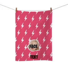 1pc Personalized Rose APT Pink Dish Towel With Custom Face Photo And Text, Design Your Own, Grandma Gift, Mom Gift, Gift For Teacher, Custom Kitchen Towel, Tea Towel - Pink - View 1