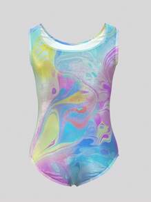 Bộ đồ liền thân cho bé gái tập thể dục dụng cụ ballet Todder họa tiết nhiều màu sắc không tay áo liền quần Bộ đồ liền thân cho bé gái tuổi mới lớn khiêu vũ đồ thể thao phối màu ngẫu nhiên - Nhiều màu - Xem 2