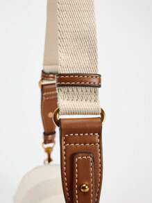 Túi xách nữ Cross-Border mới, phối màu có nắp đậy, túi đeo vai và đeo chéo, hình trụ, thích hợp đi làm và đi chơi, mùa thu/đông - Màu be - Xem 5