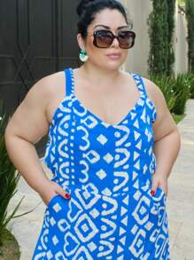 Women's Plus Size Jumpsuit Short Skirt With Printed Lining Summer - 顏色15 - 查看 6