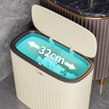 1PC 13L Large Capacity White Yellow Rectangular Press Fit Lid With Crevice Garbage Bin Suitable For Household Bathrooms, Narrow Crevices, Living Rooms, Kitchens Home Bathroom Decor Bathroom Organizer Fall Decor Back To School