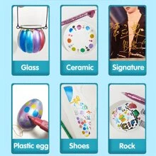 12 Colors Dual Tip Acrylic Paint Pens Markers, Metallic Color Acrylic Paint Pens With Fine Tip & Brush Tip For Rock Painting, Canvas, Wood, Ceramic, Glass, Stone, Fabric, DIY Crafts & Art Supplies Back To School - Multicolor - View 8