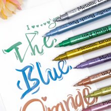 12 Colors Dual Tip Acrylic Paint Pens Markers, Metallic Color Acrylic Paint Pens With Fine Tip & Brush Tip For Rock Painting, Canvas, Wood, Ceramic, Glass, Stone, Fabric, DIY Crafts & Art Supplies Back To School - Multicolor - View 9