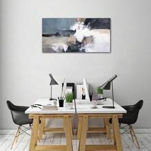 Abstract Wall Art Grey Blue White Ocean Waves Canvas Artwork Modern Canvas Pictures For Bedroom Living Room Home Office Kitchen Wall Decor