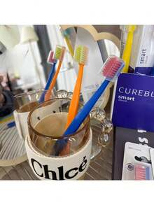 12 支 CUREBURY 智能手动牙刷，超细纤维软毛，全头设计，带盖，成人口腔护理配件，中性，耐用 - 彩色 - 查看 5