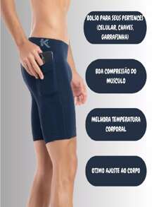 Men's Thermal Shorts With Pocket Gym Training Running Keeper - 藏蓝色 - 查看 4