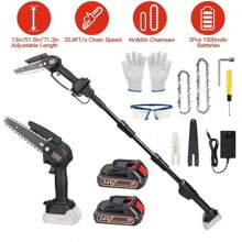 2-In-1 Mini Electric Chainsaw & Cordless Pole Saw Chain Saw 500W Battery Power Tools