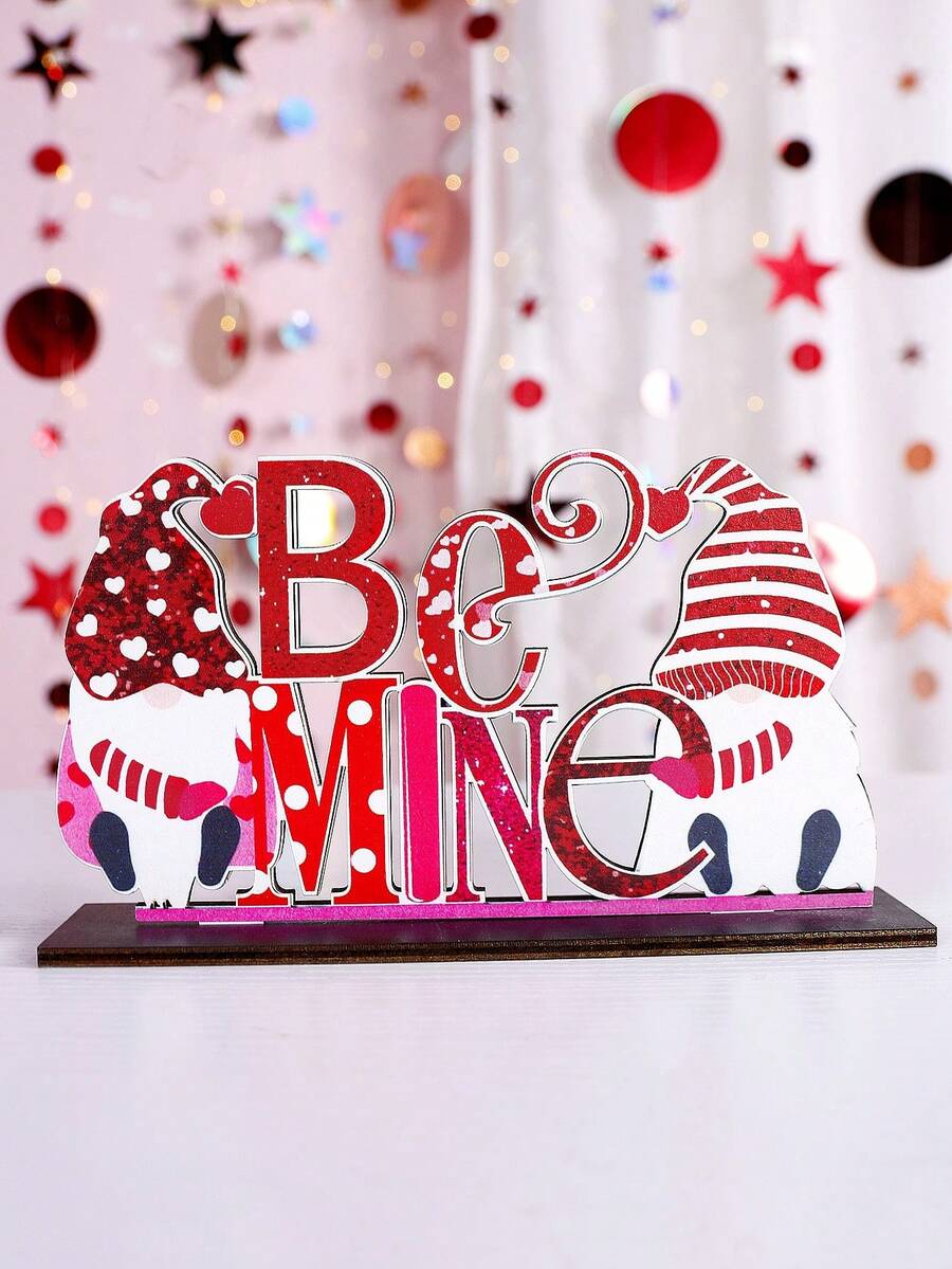 1pc Đồ trang trí để bàn hình chú lùn "Be Mine" ngày lễ tình nhân - Biển báo tình yêu bằng gỗ để trang trí nhà lãng mạn, Đồ trang trí ngày lễ cho ngày lễ tình nhân, đám cưới hoặc kỷ niệm, Hoàn hảo cho lò sưởi, kệ hoặc bàn Quà tặng tốt nhất - Nhiều màu - Xem 1