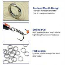 Lure Fishing Stainless Steel Disconnect Rings Set - Lure Bait Connector, Flattened Fishing Lure Connection Rings, O-Rings, Double Circles - Multicolor - View 7