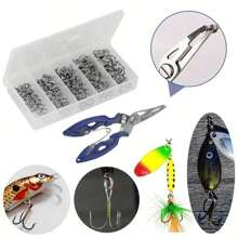 Lure Fishing Stainless Steel Disconnect Rings Set - Lure Bait Connector, Flattened Fishing Lure Connection Rings, O-Rings, Double Circles - Multicolor - View 2