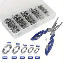 Lure Fishing Stainless Steel Disconnect Rings Set - Lure Bait Connector, Flattened Fishing Lure Connection Rings, O-Rings, Double Circles - Multicolor - View 4