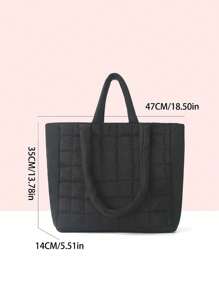 Túi xách thêu cá nhân hóa cho nữ, Túi đeo nách dung tích lớn, Túi áo khoác ca rô, Túi đeo vai cầm tay dung tích lớn, Túi xách, Cảm giác cao cấp, Dung tích lớn, Túi áo khoác thời trang, Túi đeo vai đi làm, Túi đeo vai thoải mái đơn giản khi đi làm dành cho phụ nữ - màu đen - Xem 8
