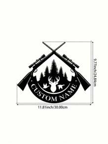 علامة فنية حيوية لرأس الغزال قناص مصنوعة من الحديد ومزينة بالاسم لتزيين جدار المزرعة، هدية مخصصة بإسم الدولة لديكور البورش/الفناء، فن حديدي إبداعي