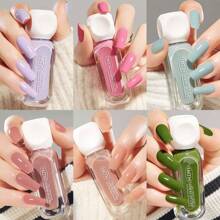 KUDAN 6 件套指甲油套装，10ml 可撕式水性星空指甲油，粉色指甲，快干持久健康亮泽效果 - 适合所有季节，美甲套装 DIY 沙龙美甲用品，适合女性和女孩 - 彩色 - 查看 2