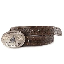 Pampas Country Nossa Senhora Belt For Men And Women Studded With Large Removable Metal Buckle - Rỉ Nâu - Xem 4