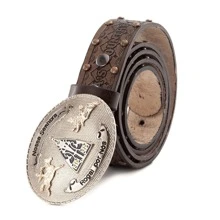 Pampas Country Nossa Senhora Belt For Men And Women Studded With Large Removable Metal Buckle - Rỉ Nâu - Xem 3