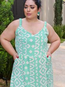 Women's Plus Size Jumpsuit Short Skirt With Printed Lining Summer - 顏色16 - 查看 5