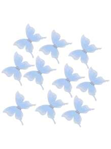 10/20 件渐变色 3D 多色欧根纱面料蝴蝶贴花半透明雪纺蝴蝶适用于 DIY 缝纫手工工艺装饰夹耳环珠宝装饰刺绣补丁服装设计材料礼服配饰薄纱蝴蝶装饰贴花新娘头发头饰材料 - 彩色 - 查看 14