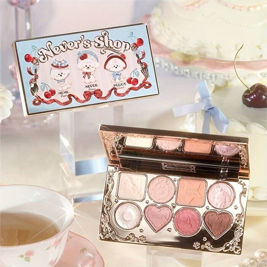 Paleta de sombras de ojos de 8 colores de Never Shop's Collection Paleta de sombras de ojos con brillo mate y maquillaje de ojos altamente pigmentado