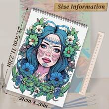 24 Pages Upgraded Thick A4 Paper Candy Skull Themed Coloring Book, Single-Sided Coloring For Stress Relief, Christmas, New Year Party Gift,Coloriage,Mess Free Coloring,Colouring Book Bundle,Back To School