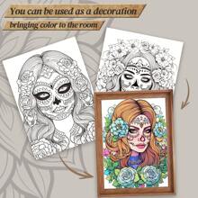 24 Pages Upgraded Thick A4 Paper Candy Skull Themed Coloring Book, Single-Sided Coloring For Stress Relief, Christmas, New Year Party Gift,Coloriage,Mess Free Coloring,Colouring Book Bundle,Back To School