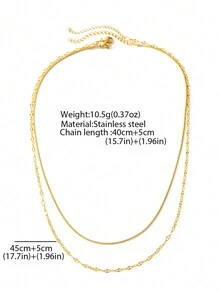 Aomogo 1 件奢华复古优雅时尚百搭小众不锈钢双层项链女士礼物 - 項鍊 - 查看 3